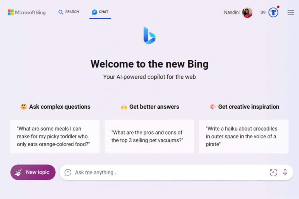 Microsoft Bing AI