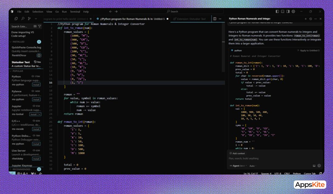 Program for Roman Numerals & Integer Converter