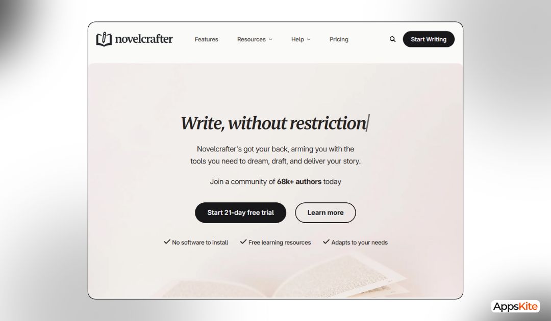 novelcrafter Landing page