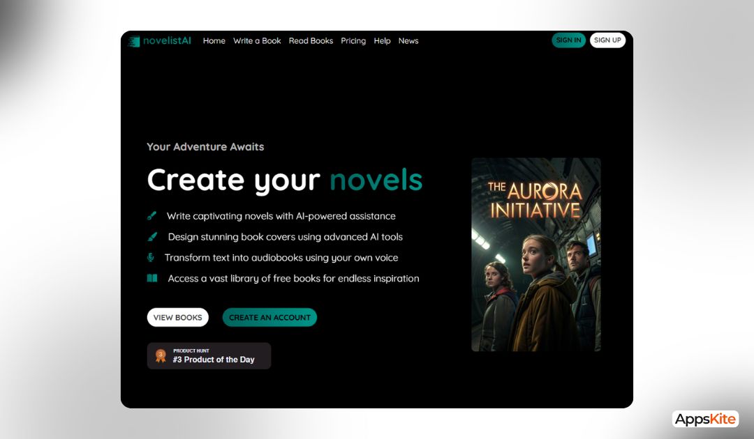 novelist AI Landing page